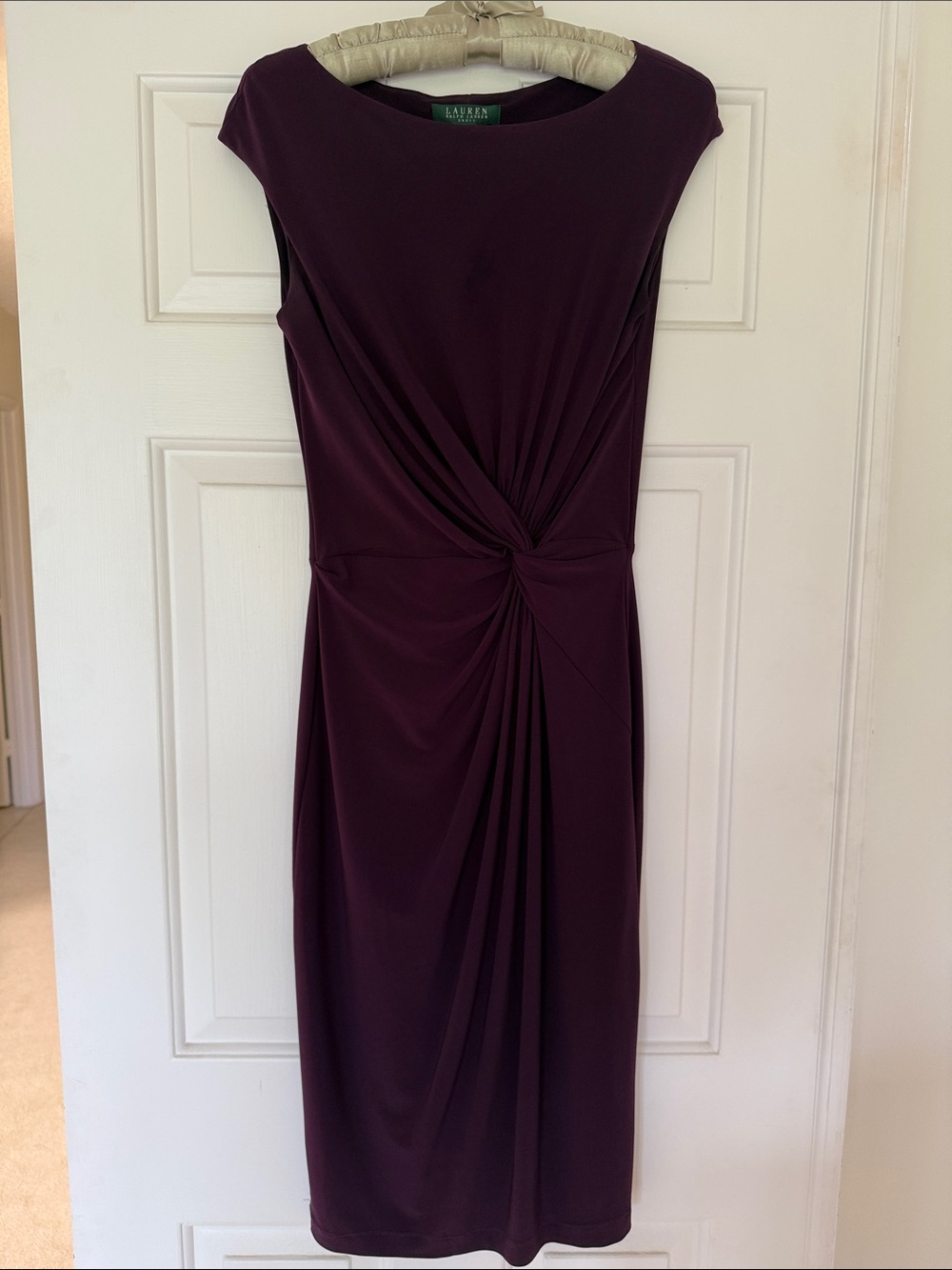 Lauren by Ralph Lauren Dress Deep Plum Twist-Front Midi Dress - Size 4